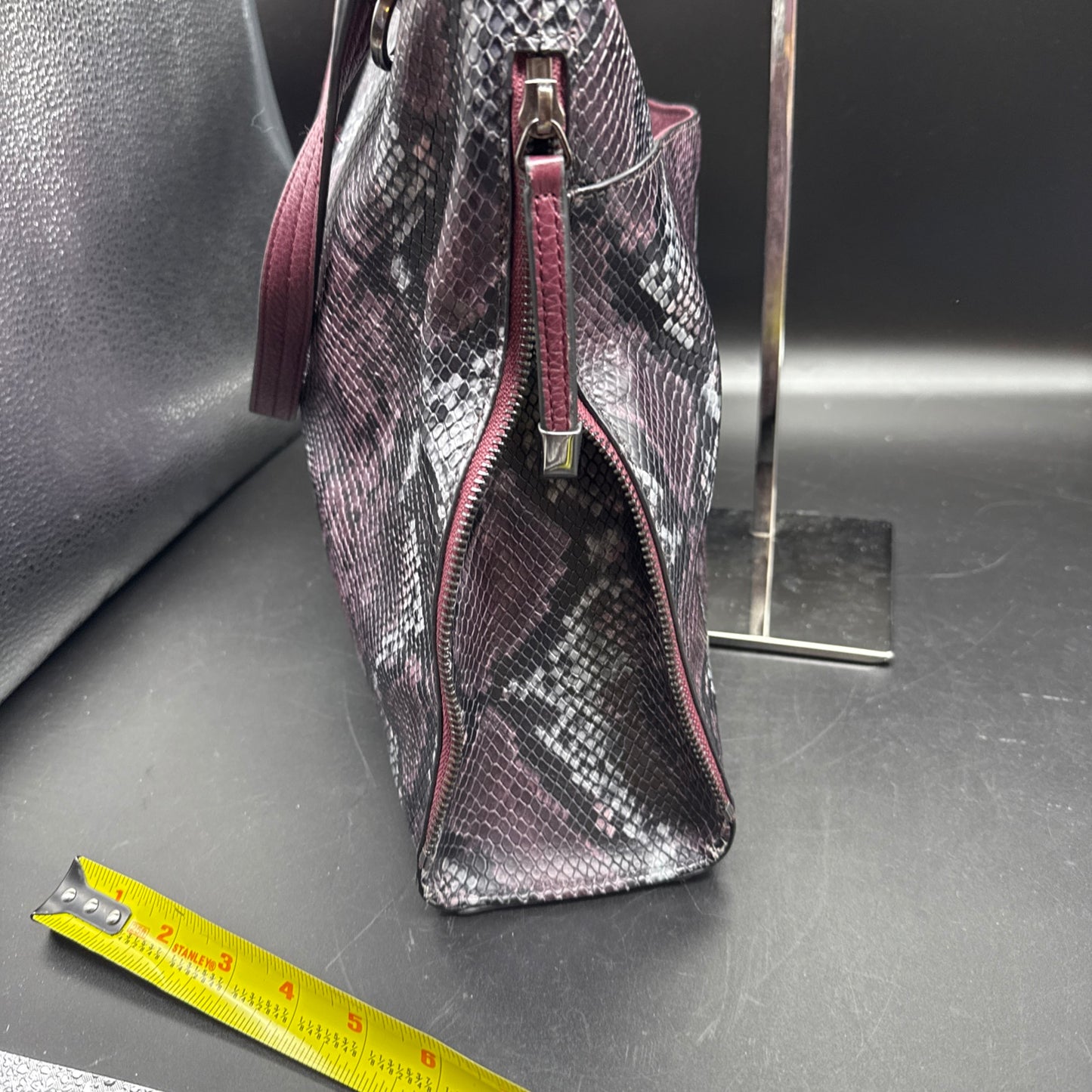 Vince Camuto Snake Pattern Soft Sloughy Pebbled Leather Handbag