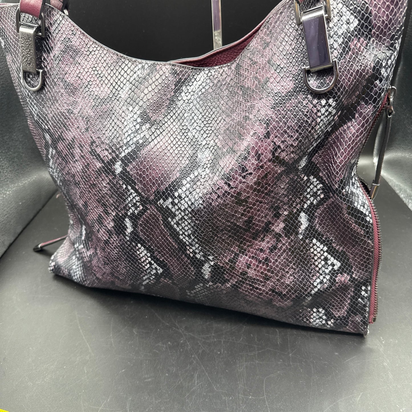 Vince Camuto Snake Pattern Soft Sloughy Pebbled Leather Handbag