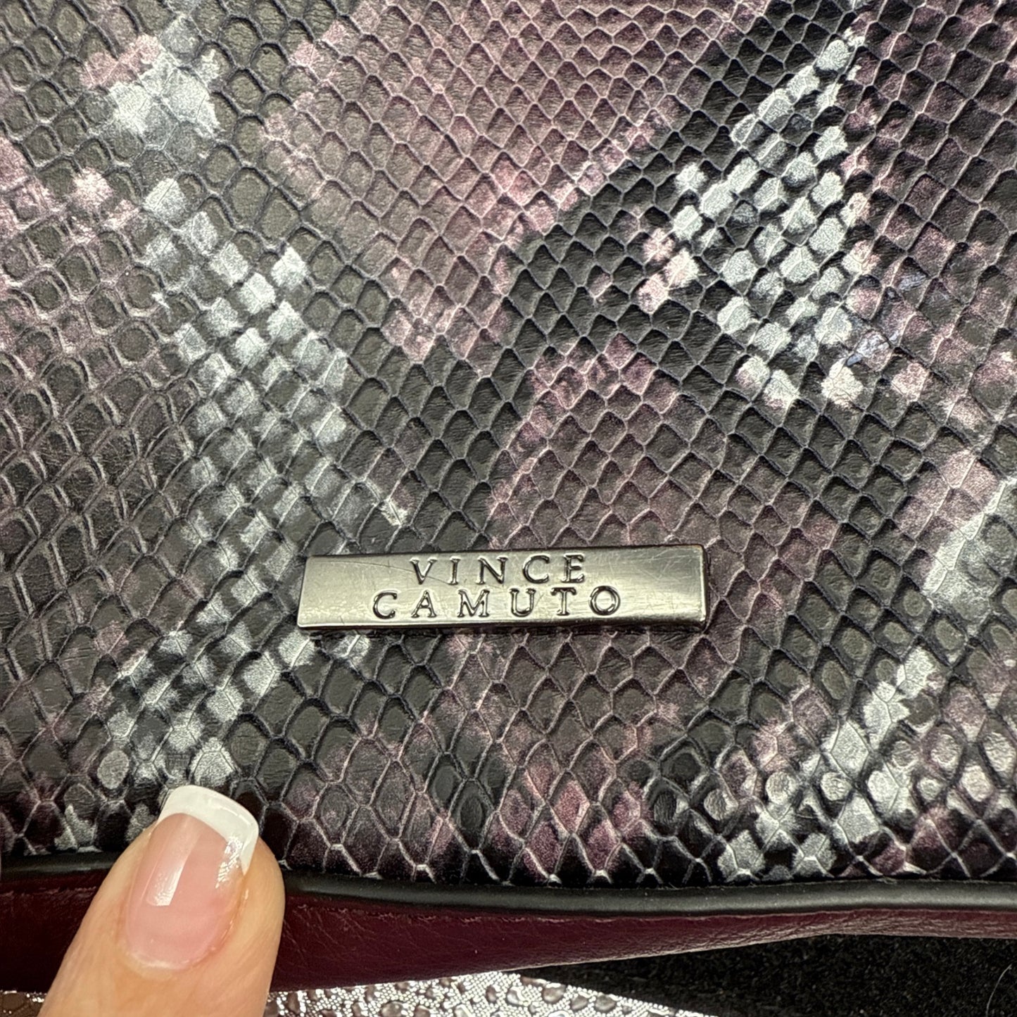 Vince Camuto Snake Pattern Soft Sloughy Pebbled Leather Handbag