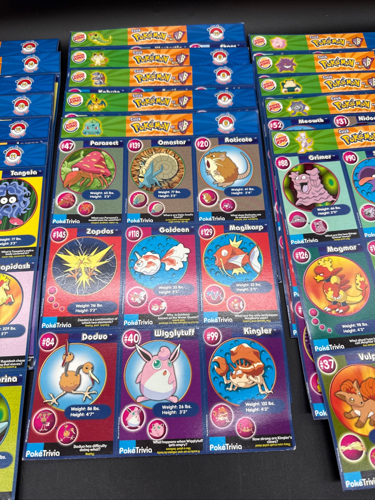 Complete Set (1-16) 1999 Pokemon Cards Uncut Sheets Burger King
