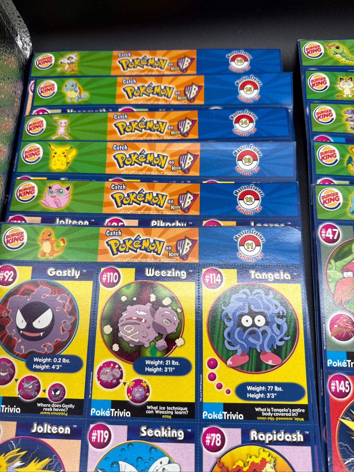 Complete Set (1-16) 1999 Pokemon Cards Uncut Sheets Burger King