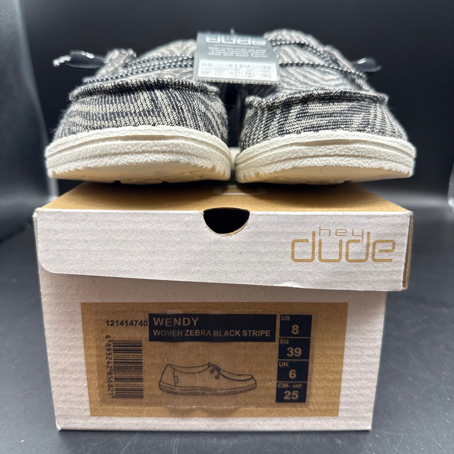 Hey Dude Ladies Wendy Woven Zebra Black Shoes 121414740. New in box