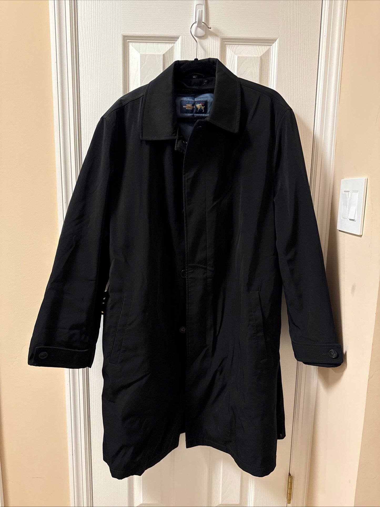 Hart Schaffner Marx Black Hartsdale All Weather Raincoat Men’s Size 44L