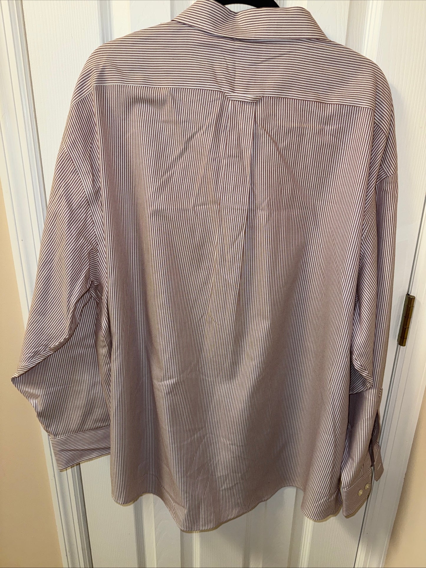 Joseph & Feiss Dress Shirt Mens 20 34/35 Non Iron Mauve Striped French Cuffs