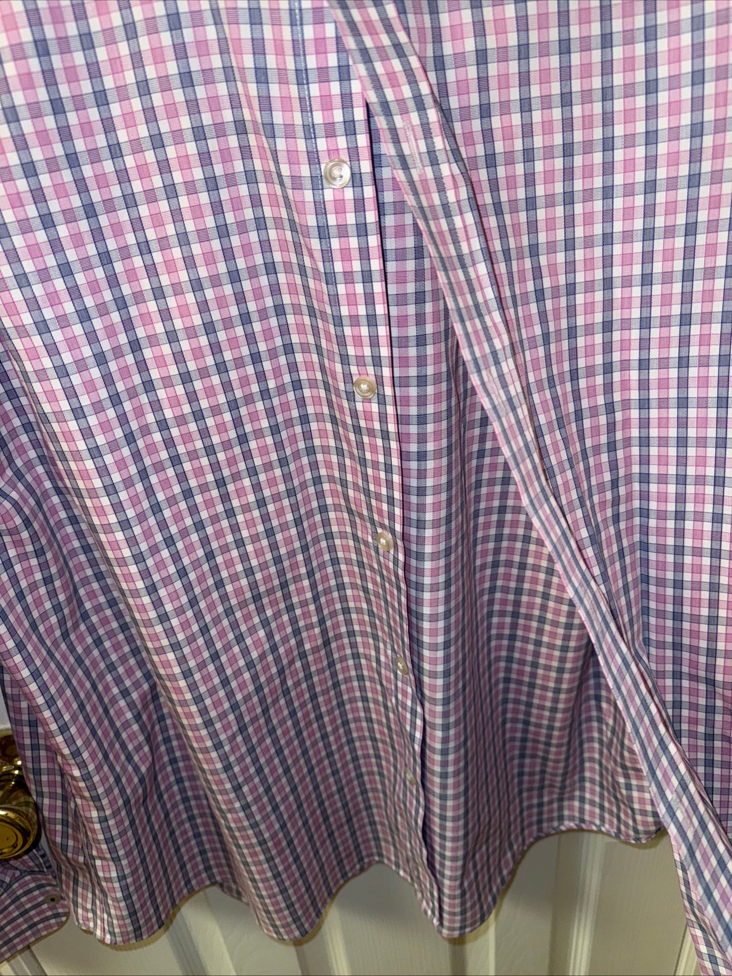 UNTUCKit Shirt Mens Blue Pink Button Up Dress Oxford Work Office Adult XL