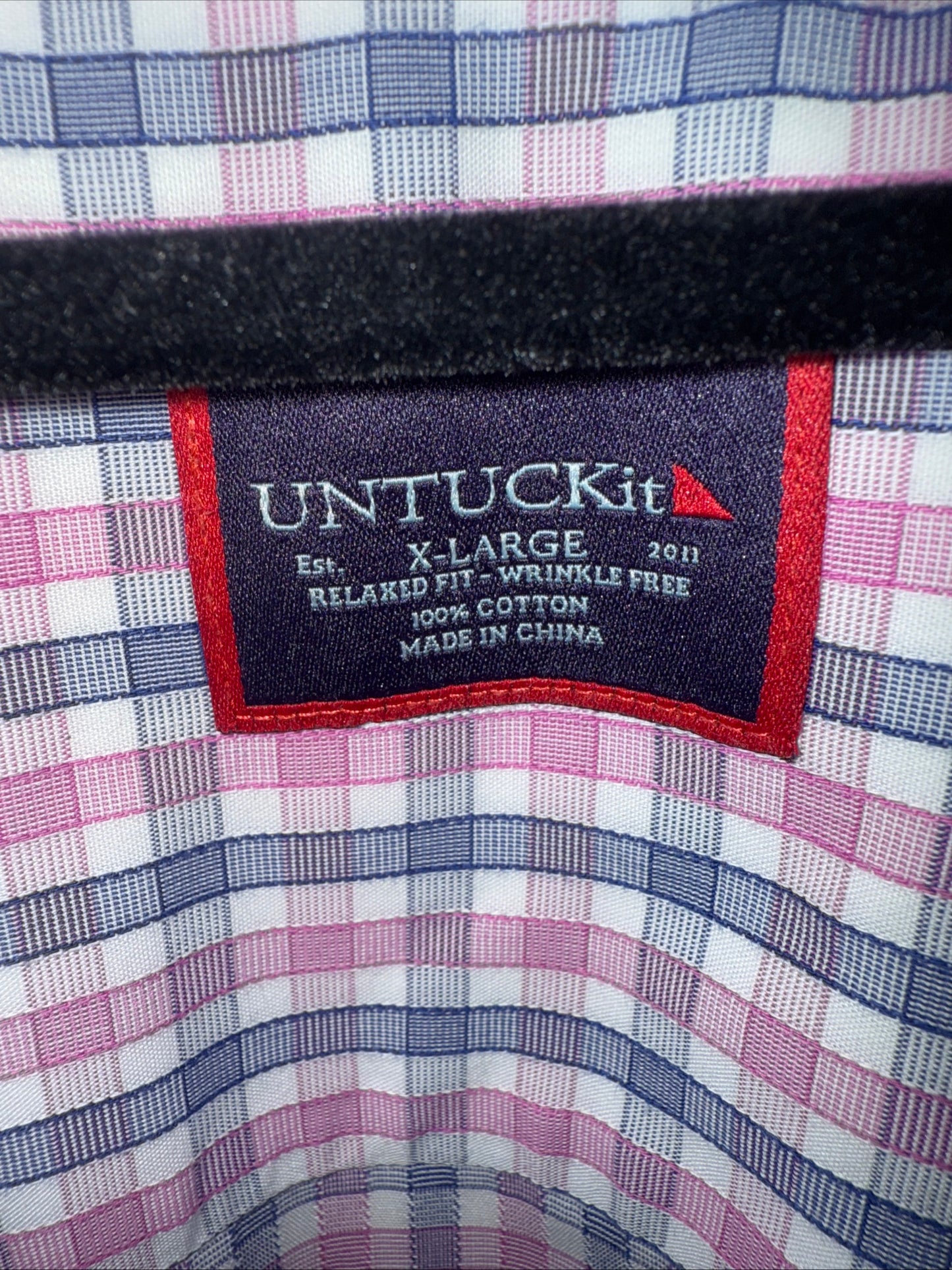UNTUCKit Shirt Mens Blue Pink Button Up Dress Oxford Work Office Adult XL