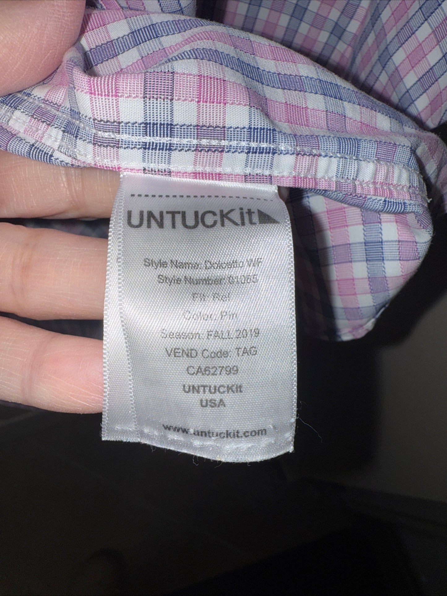 UNTUCKit Shirt Mens Blue Pink Button Up Dress Oxford Work Office Adult XL