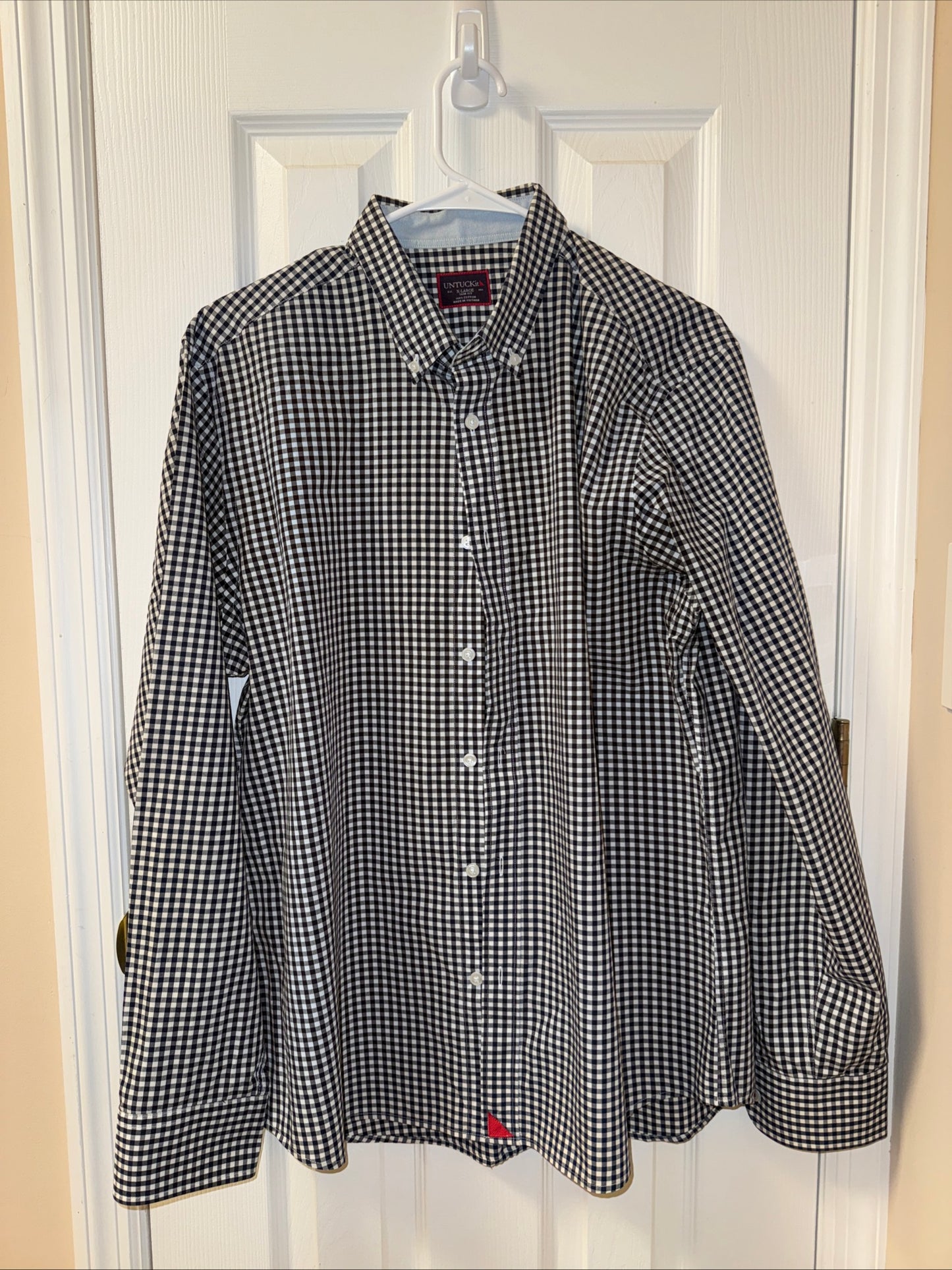 UNTUCKIT Mens Classic Button Up Long Sleeve Check Sz XL Slim Fit