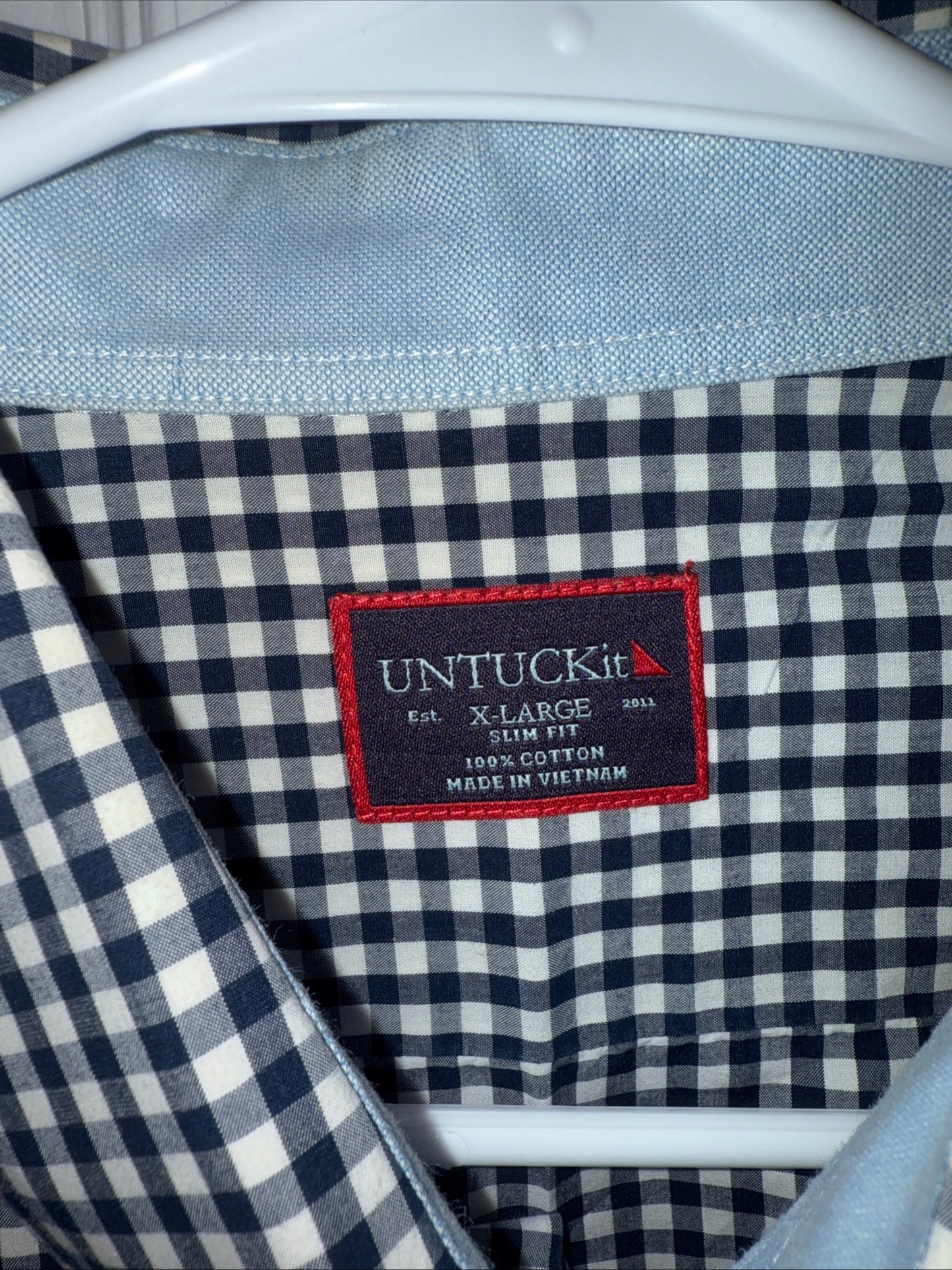 UNTUCKIT Mens Classic Button Up Long Sleeve Check Sz XL Slim Fit