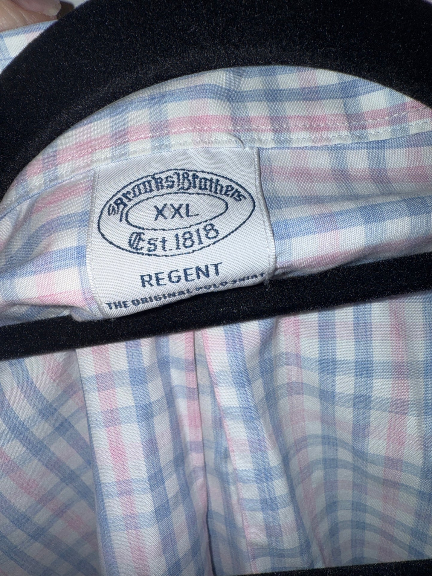 Brooks Brothers Shirt Men's XXL Pink Blue Plaid Regent Fit Button Down
