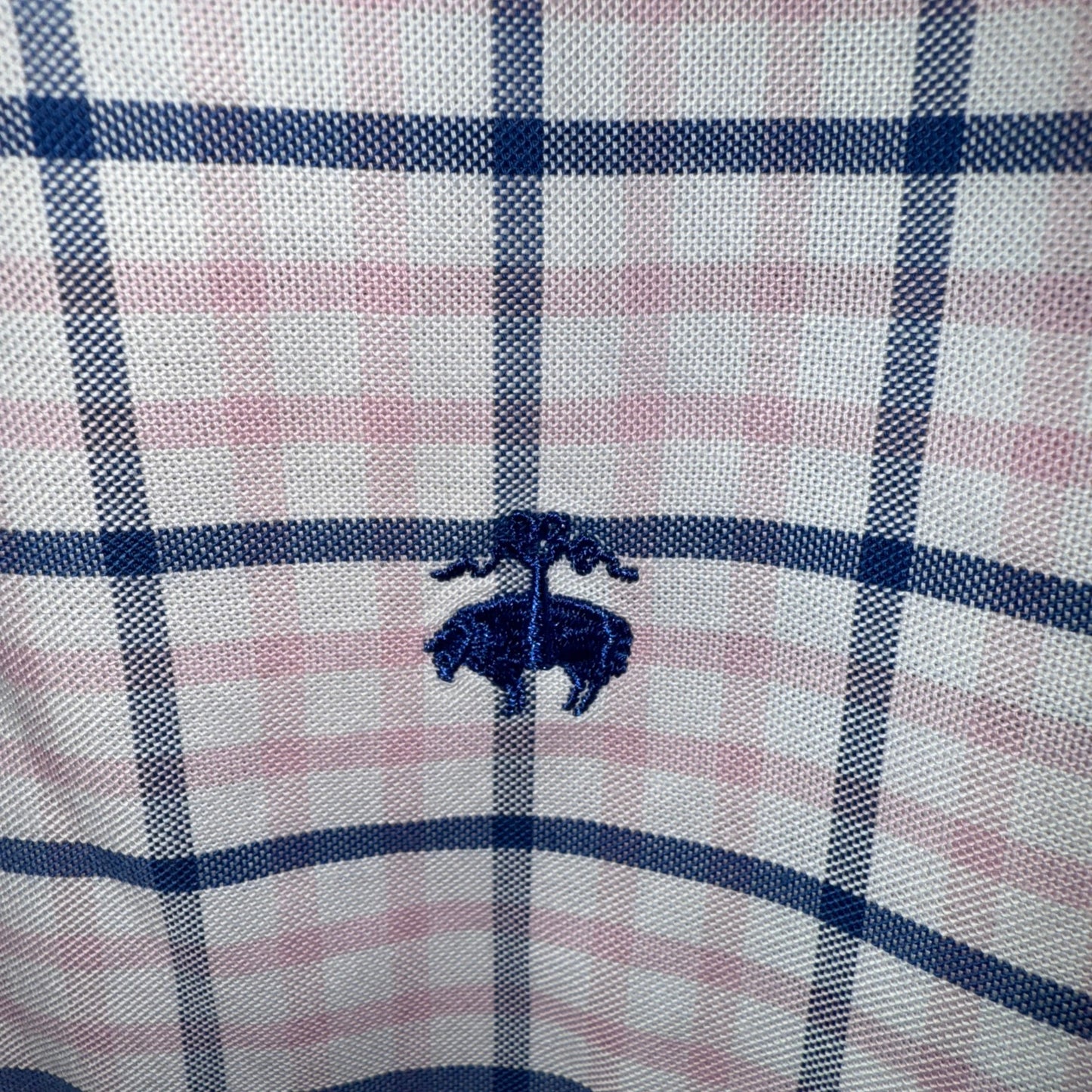 Brooks Brothers Shirt Men's Large Pink Blue Plaid Regent Fit Button Down