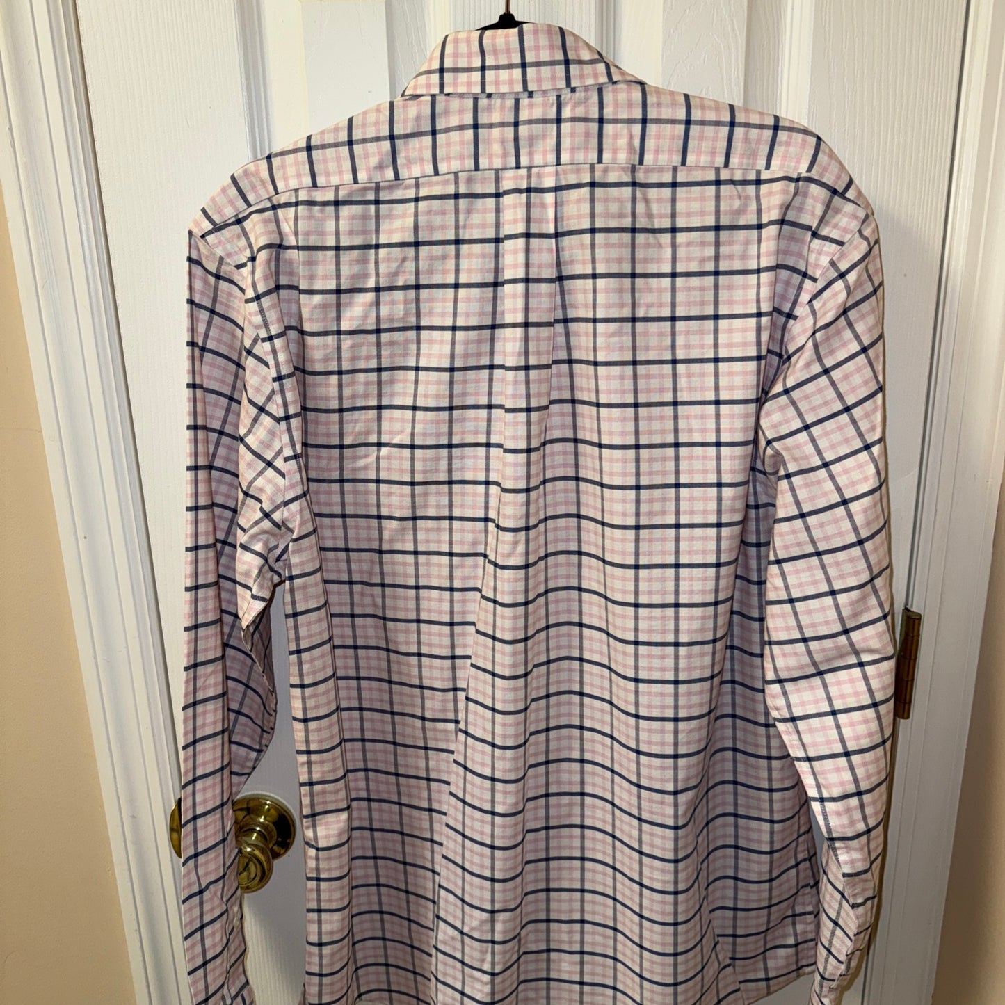 Brooks Brothers Shirt Men's Large Pink Blue Plaid Regent Fit Button Down