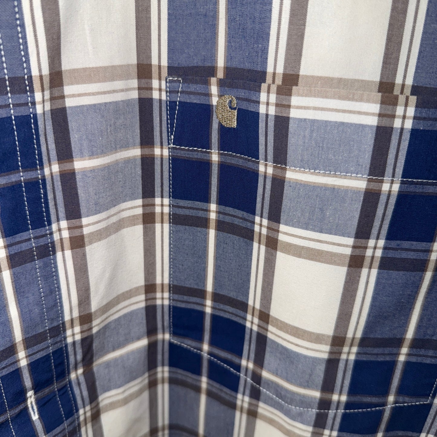 VTG-Carhartt Button Down Shirt Mens Size 2XL Blue Plaid Relaxed Fit Short Sleeve