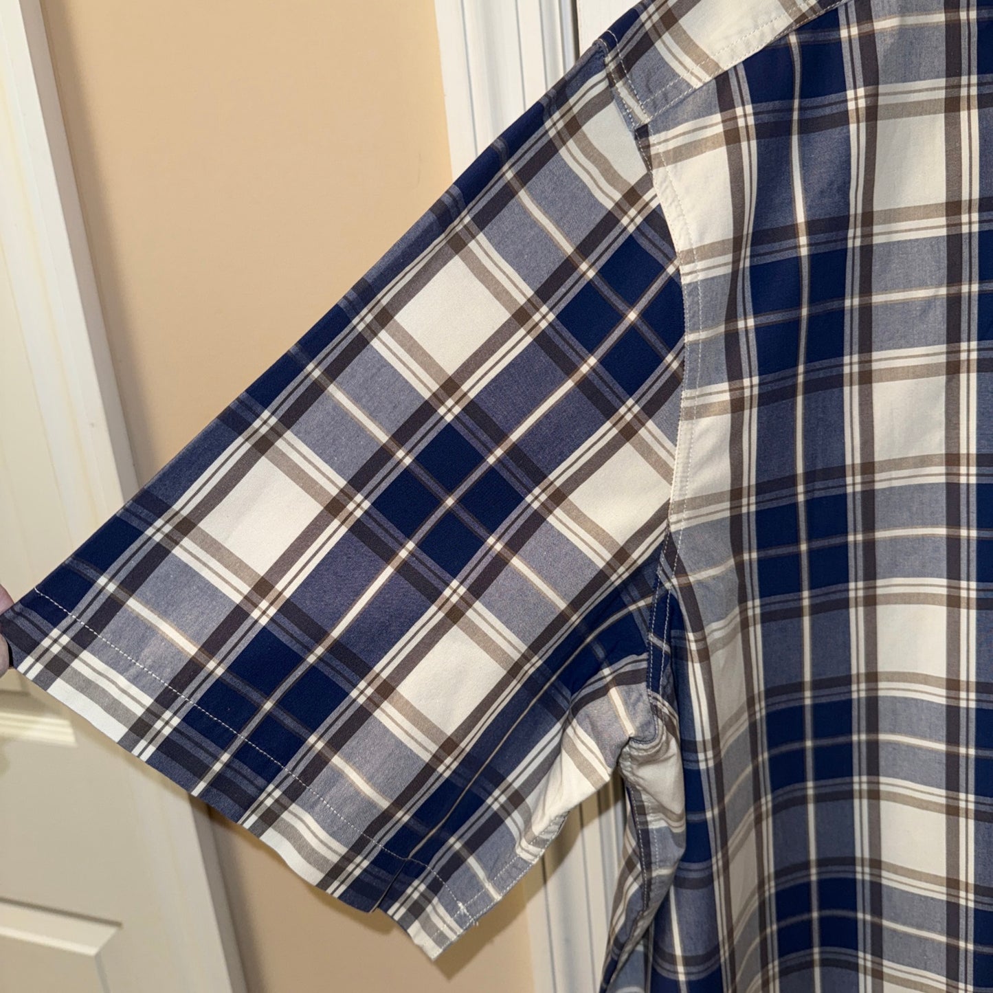 VTG-Carhartt Button Down Shirt Mens Size 2XL Blue Plaid Relaxed Fit Short Sleeve