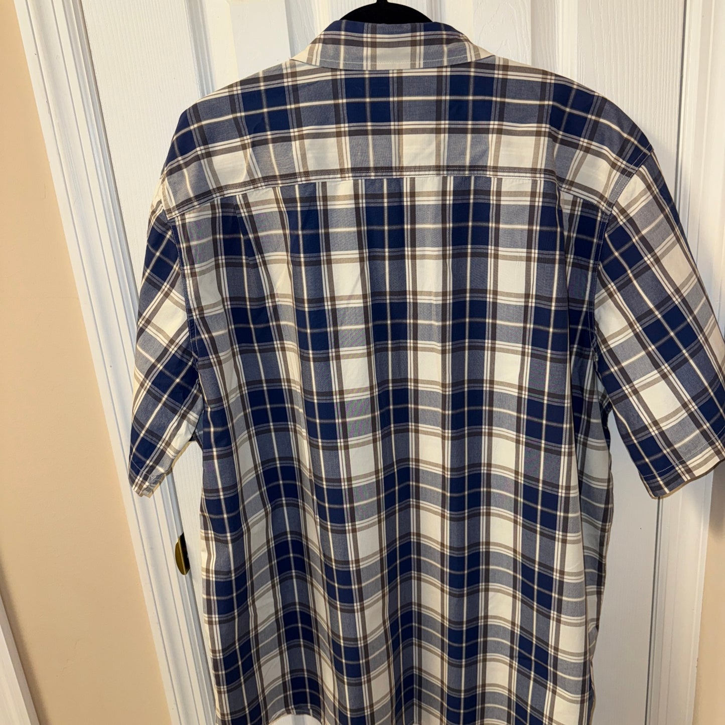 VTG-Carhartt Button Down Shirt Mens Size 2XL Blue Plaid Relaxed Fit Short Sleeve