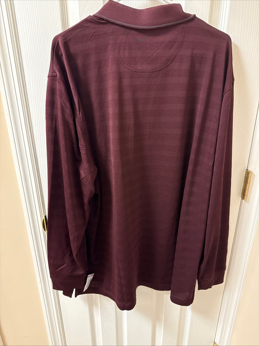 NWT-Greg Norman Long Sleeve Polo Shirt Mens XXL Burgundy Red Golf Logo Sports