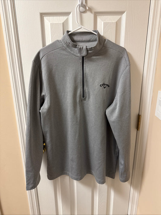 Callaway Men's Gray Long Sleeve 1/4 Zip Collared Pullover Size Large