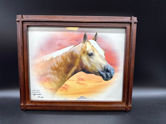 Vintage-Palomino Mare Limited Edition By PQ Warder #52/100 Charcoal Drawing