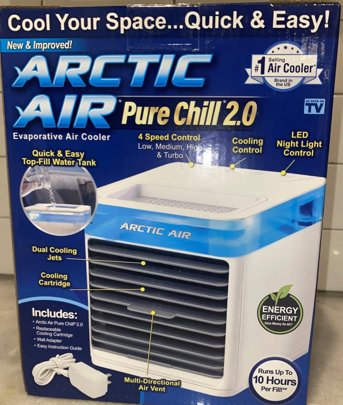 Arctic Air Pure Chill 2.0 Evaporative Personal Cooler Portable Fan Table Top