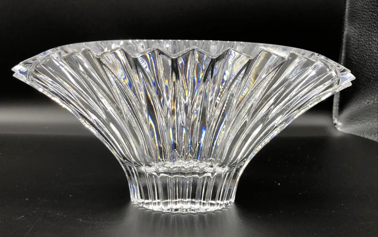 Rogaska Crystal Three-Point Bowl Deep Oval Pleated Cut Lead high quality Crystal, RARE