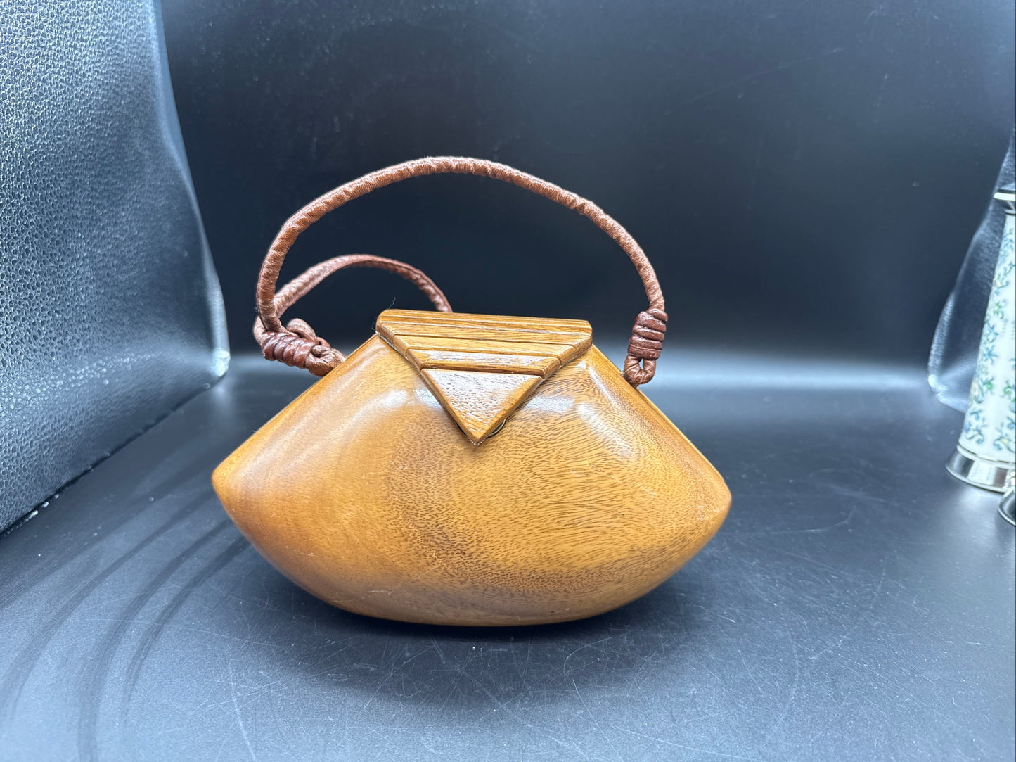 Timmy Woods Brown Wood Clutch Bag Beverly Hills Collection Handmade-Signed & #