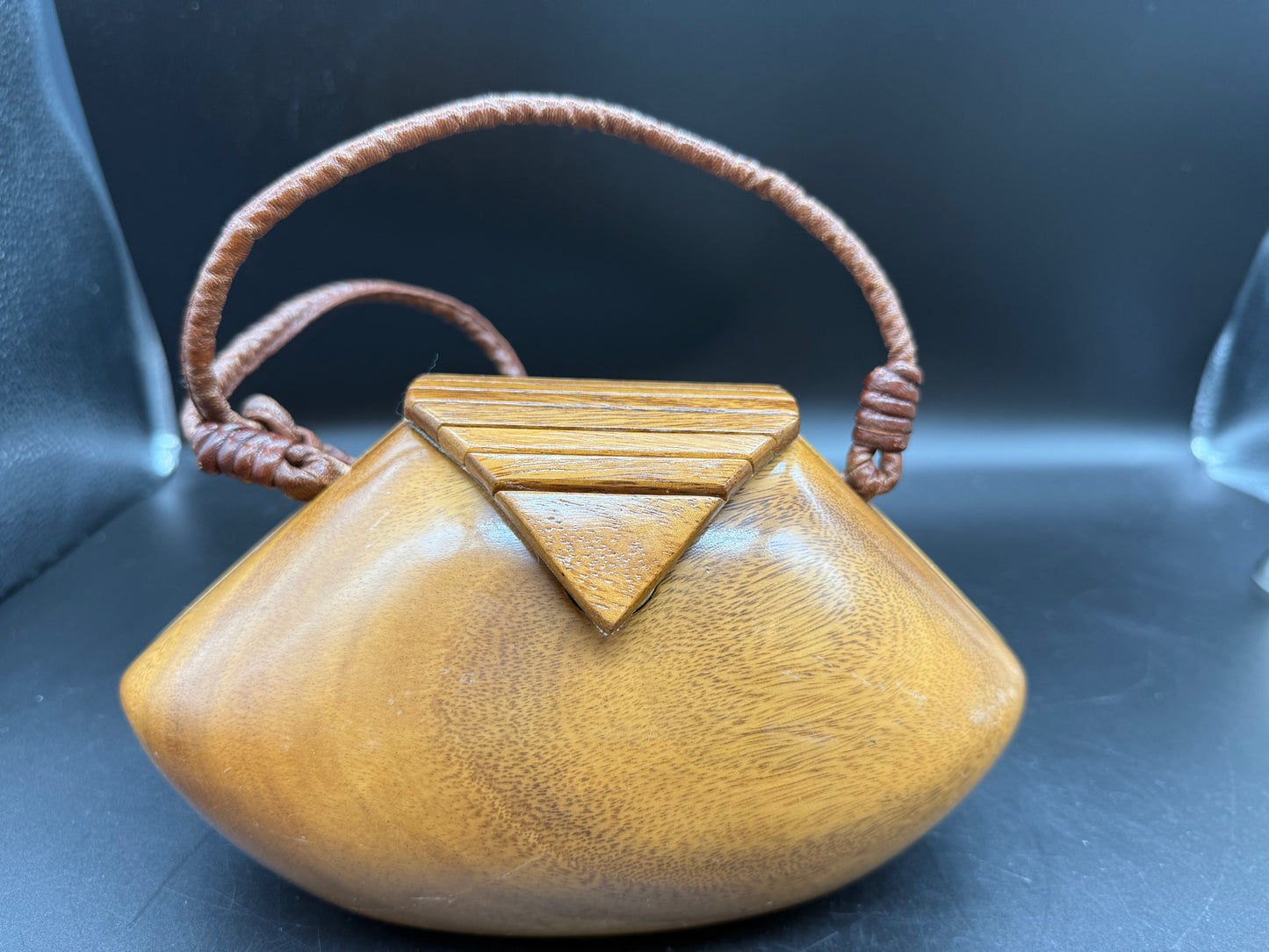 Timmy Woods Brown Wood Clutch Bag Beverly Hills Collection Handmade-Signed & #