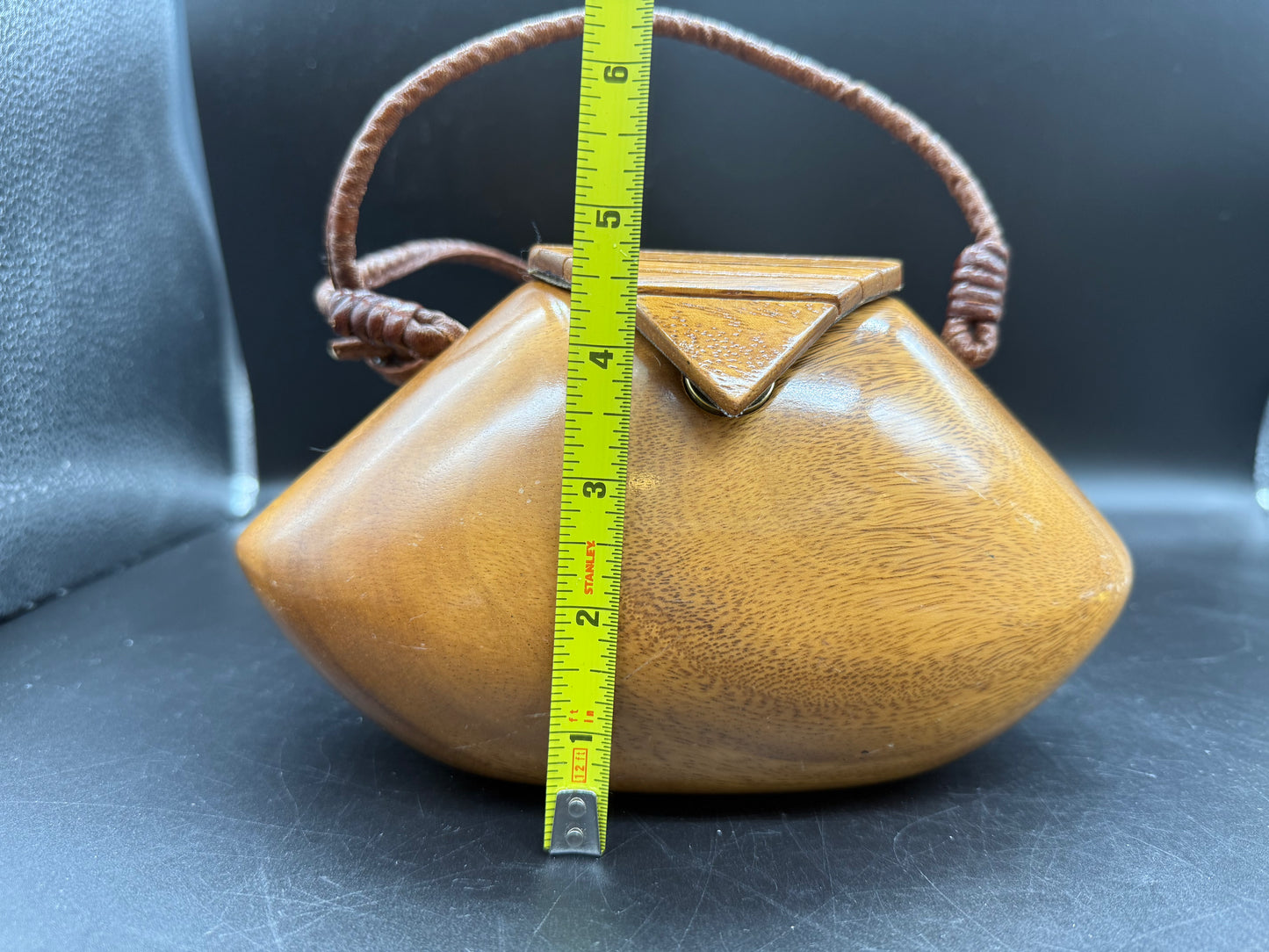Timmy Woods Brown Wood Clutch Bag Beverly Hills Collection Handmade-Signed & #