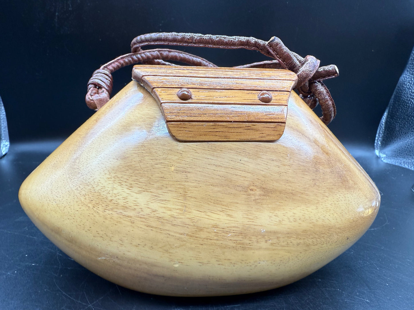 Timmy Woods Brown Wood Clutch Bag Beverly Hills Collection Handmade-Signed & #