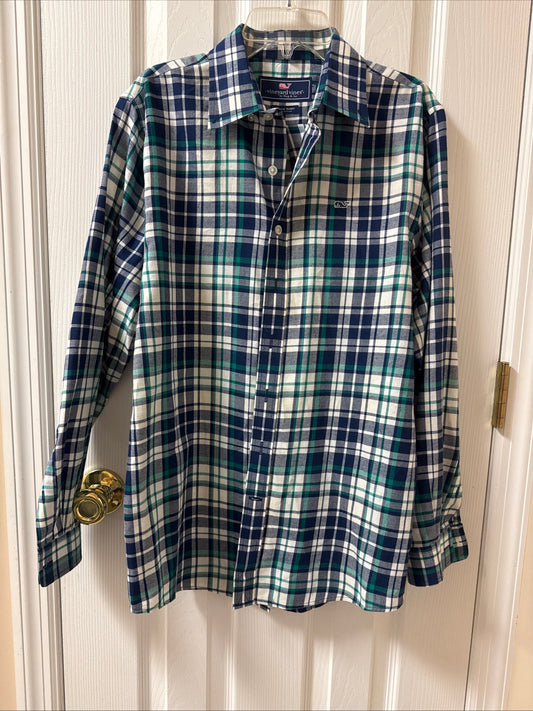 Vineyard Vines Button-Down Shirt Boys Large (16) 3 Color Plaid Whale Shirt