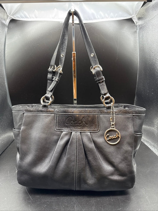"COACH" A1072-F13759 SMOOTH BLACK LEATHER TOTE