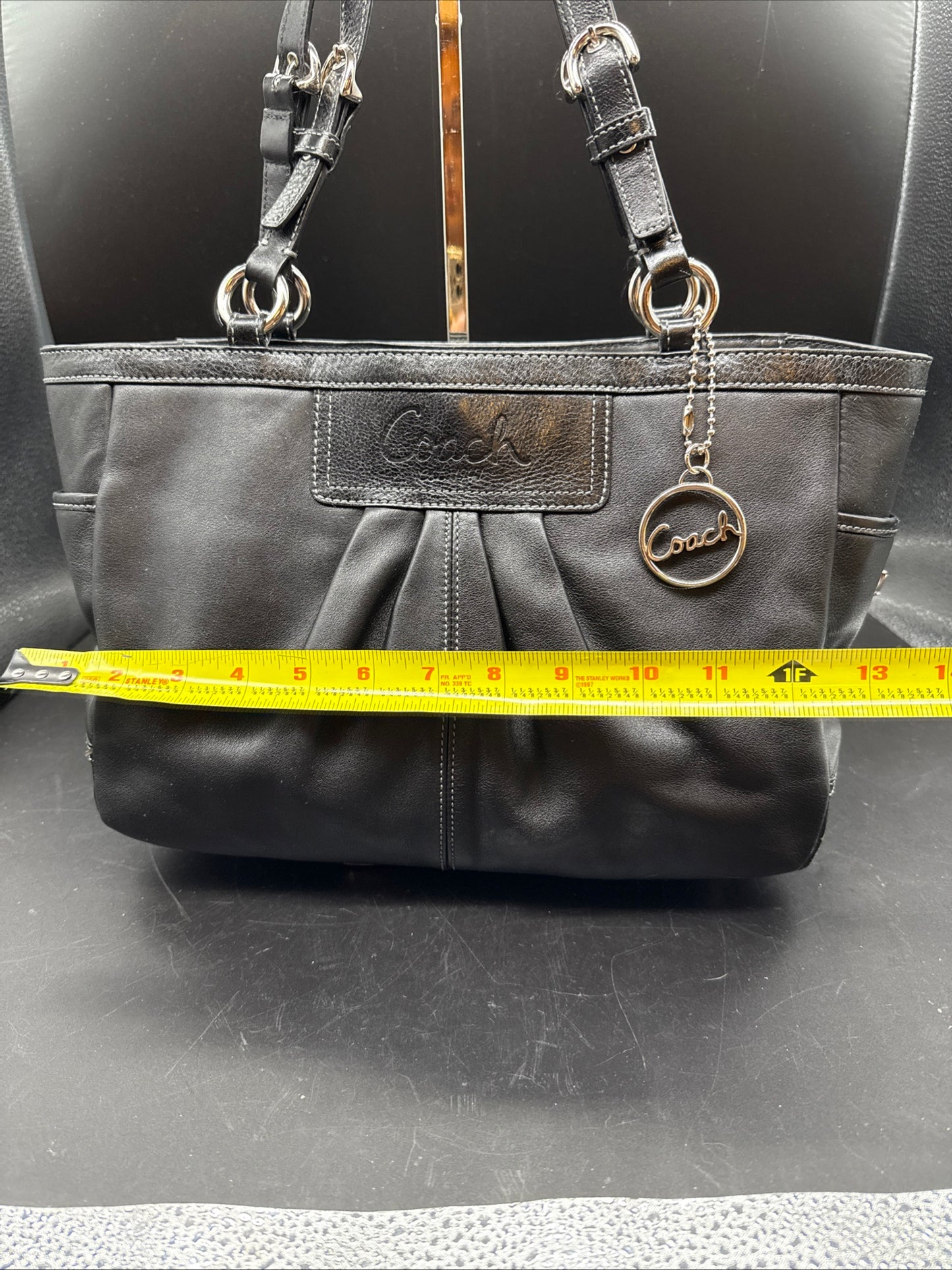"COACH" A1072-F13759 SMOOTH BLACK LEATHER TOTE