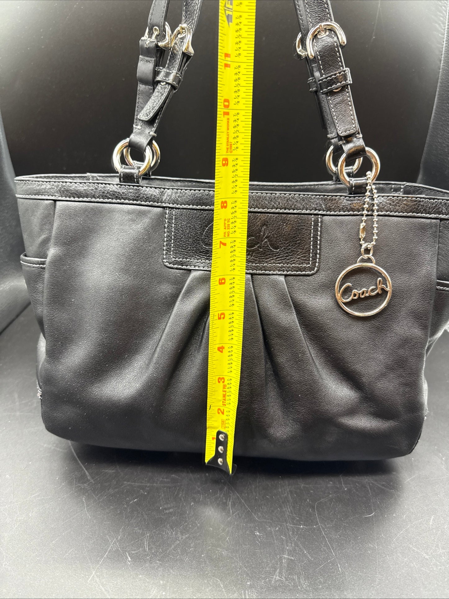 "COACH" A1072-F13759 SMOOTH BLACK LEATHER TOTE