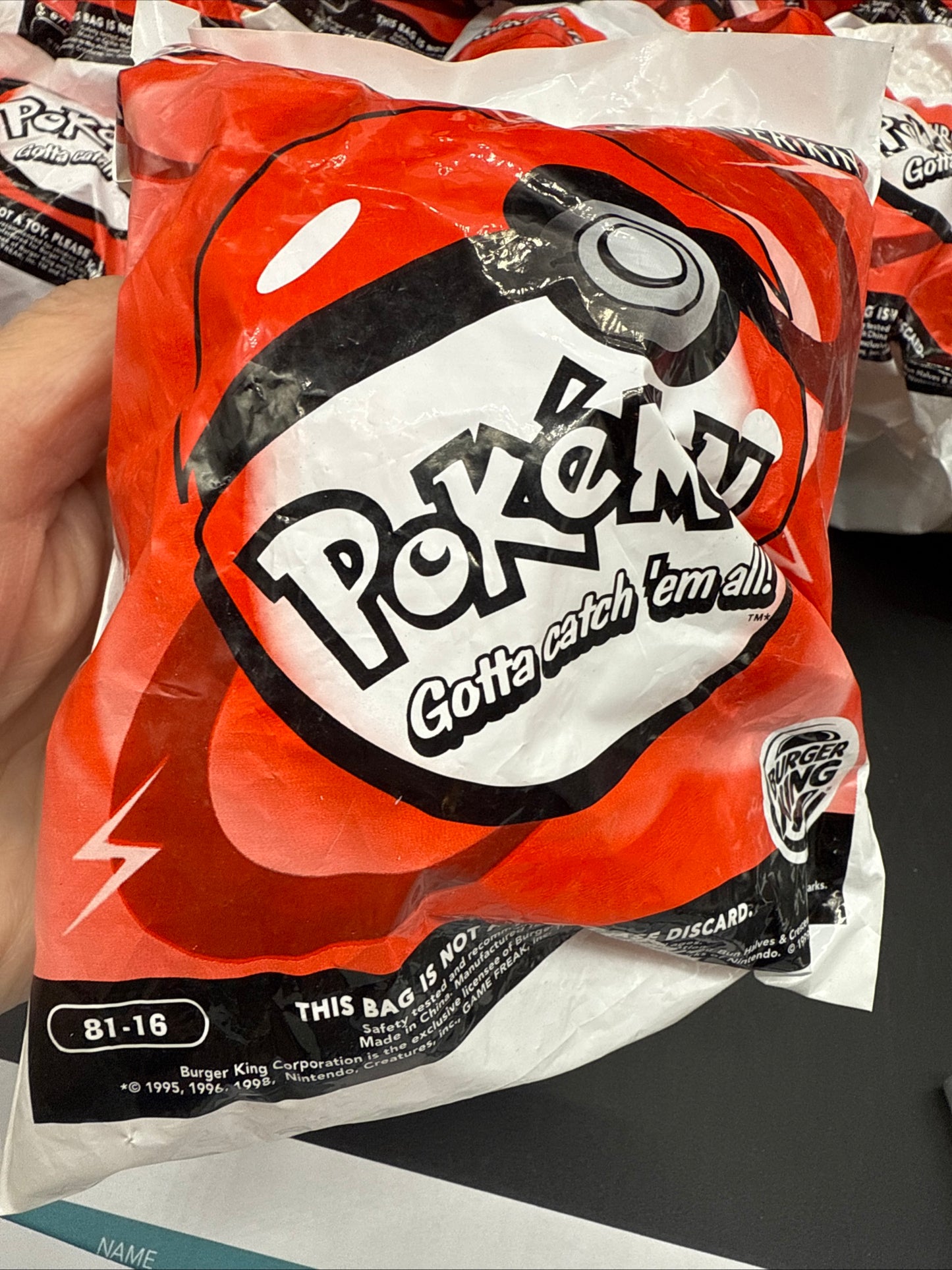 1999 Burger King Pokemon Pokeball Toy #81-16 Poliwrath  (Sealed & Never Opened)