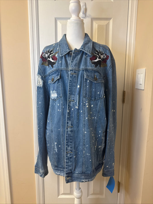 Young & Reckless Embroidered Denim Jacket Mens XXL