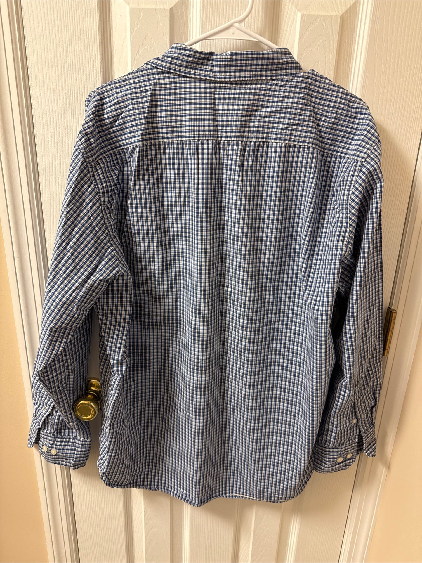 Timberland Shirt Men's Size Lg Blue Plaid Button Up Cotton Long Sleeve