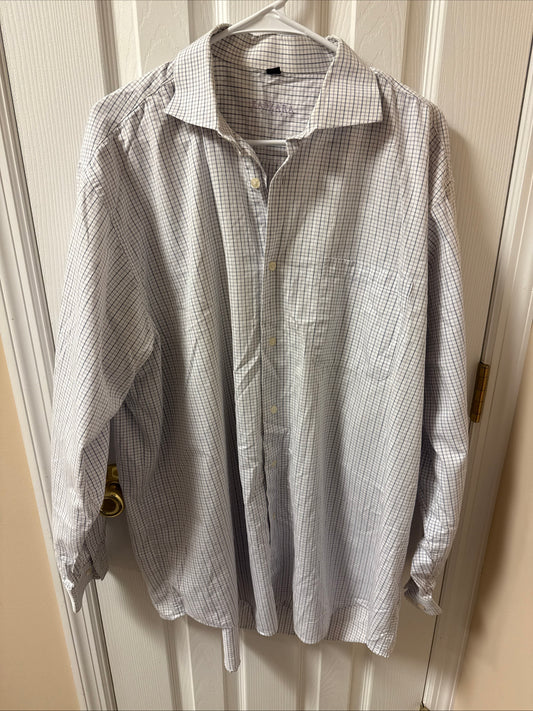 Zanzara Mens Cotton Long Sleeve Shirt Blue, White And Pink Tall 18 (36/37)
