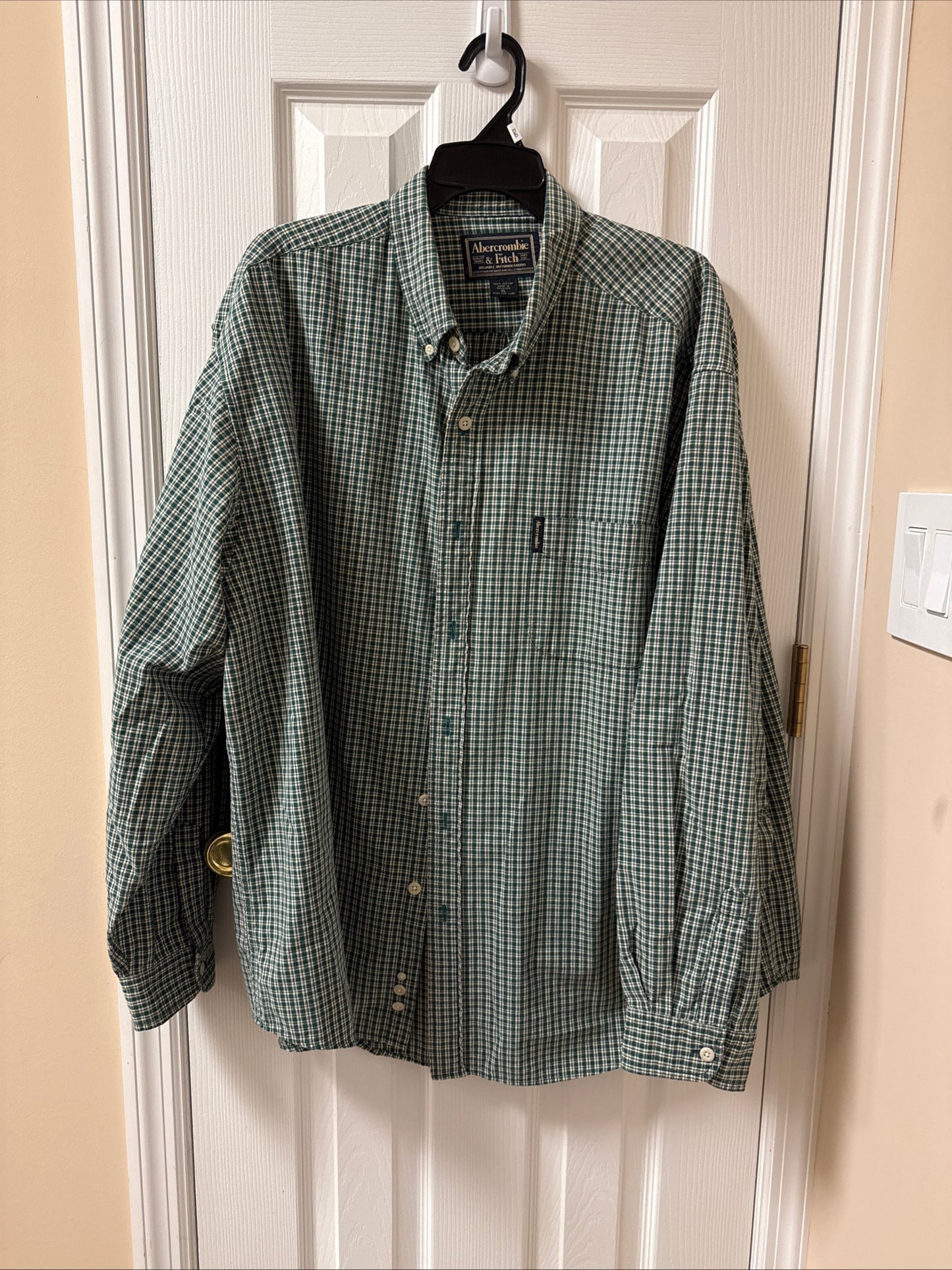 Vintage Abercrombie & Fitch Checkered Long Sleeve Button Down Shirt Sz XLarge