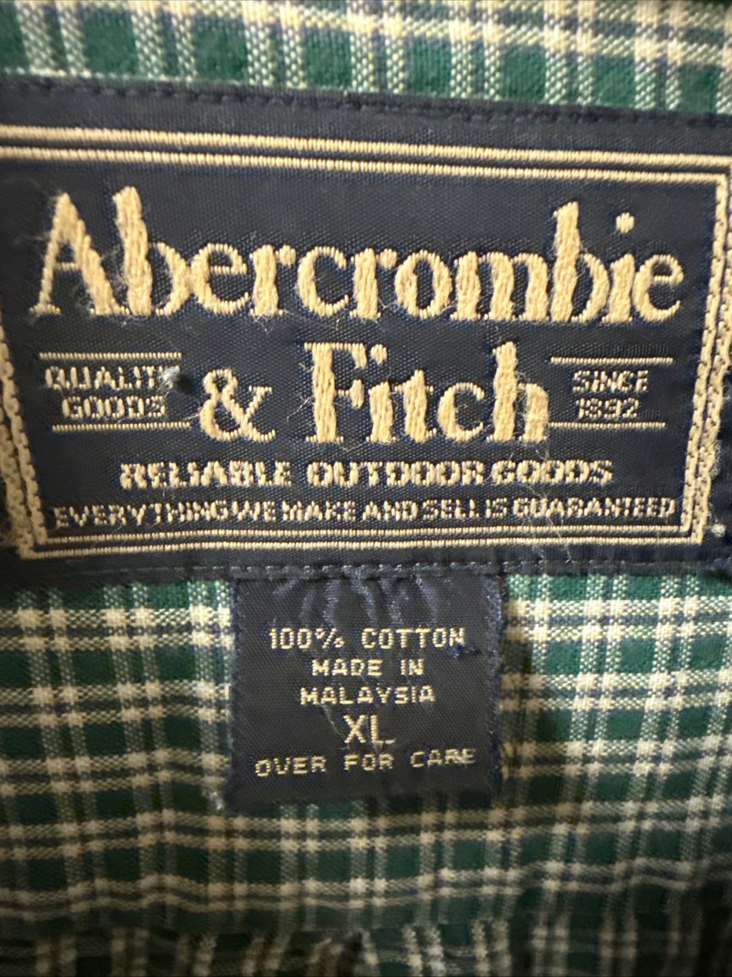 Vintage Abercrombie & Fitch Checkered Long Sleeve Button Down Shirt Sz XLarge