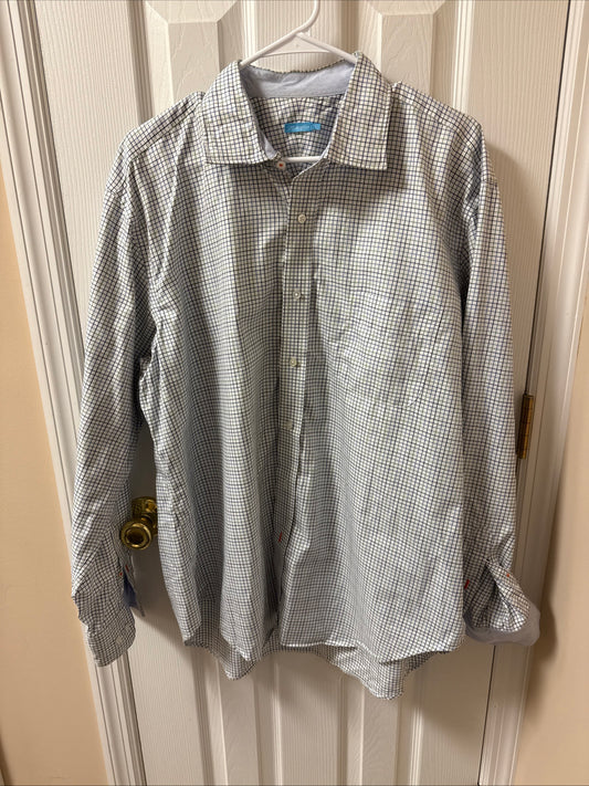 J. McLaughlin Button Down Up Shirt Adult XL Long Sleeve Blue Purple Plaid Mens