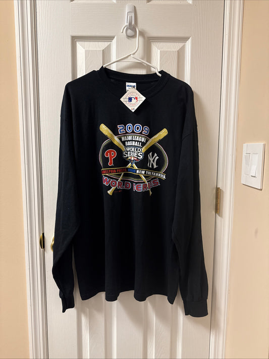 NWT-2009 World Series Long Sleeve Shirt XL Phillies Vs Yankees MLB Baseball
