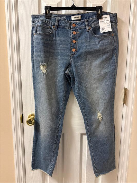 NWT-Sonoma Women's Mid Rise Skinny Crop Jeans Size 16R MSRP $36