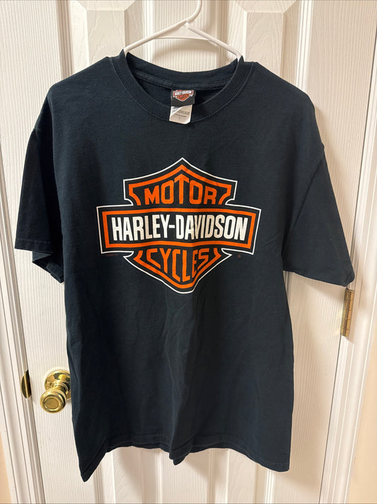VTG-Harley Davidson T Shirt Mens Size Large Blk- Mens Plainfield, IN 2009 Shield