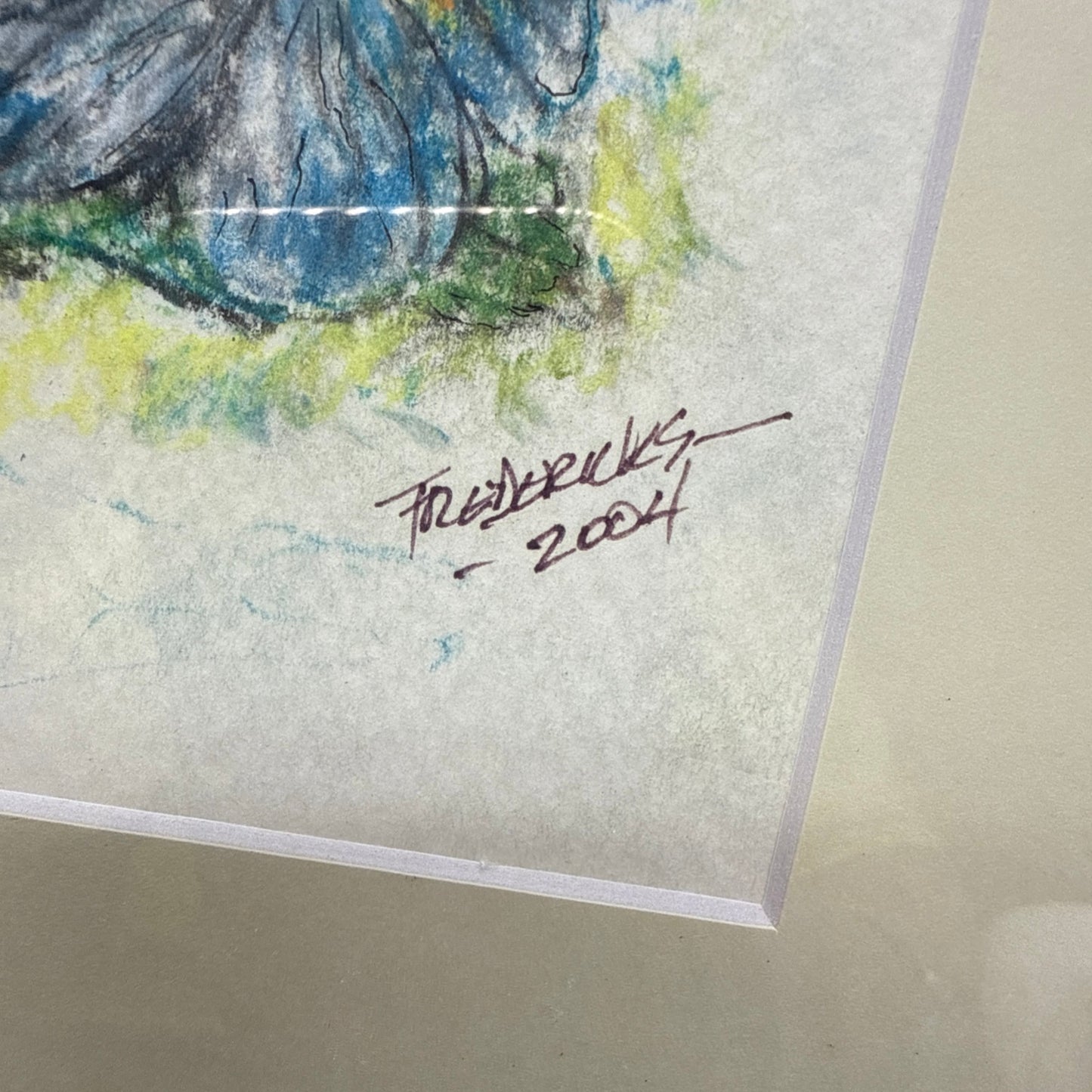 Framed Original Sketch Painting Floral Bouquet Signed Frederick’s 2004