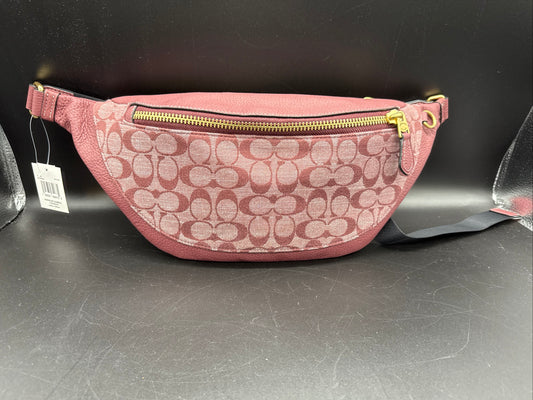 NWT-Coach Signature Chambray Red and Leather Warren Fanny Pack Belt Waist Bag