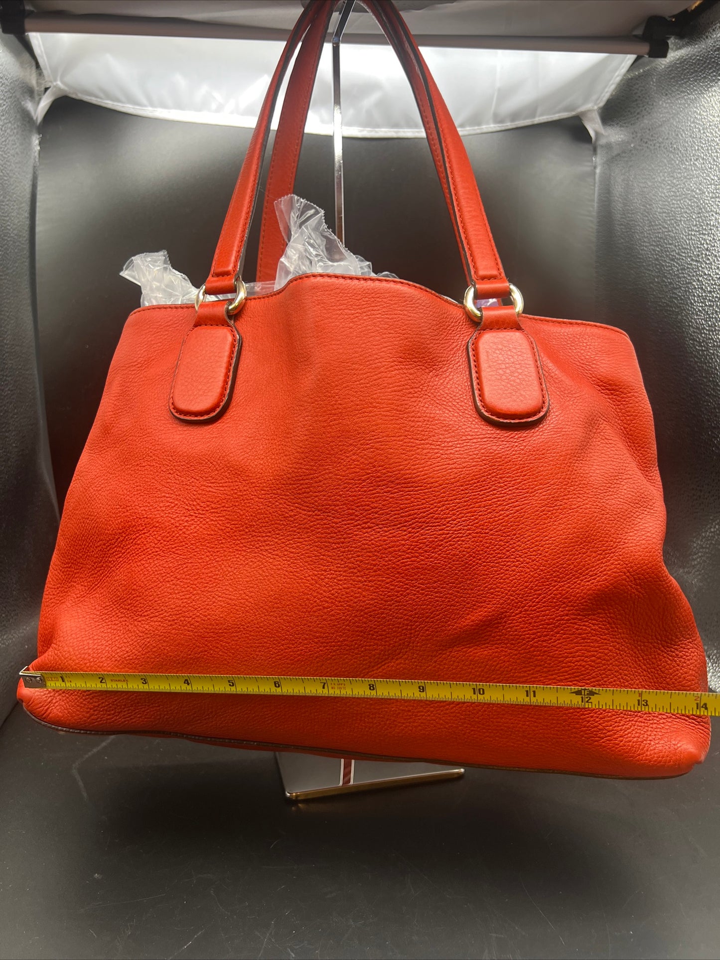 Gucci Soho Tote Shoulder Bag Calf-Skin Leather Red