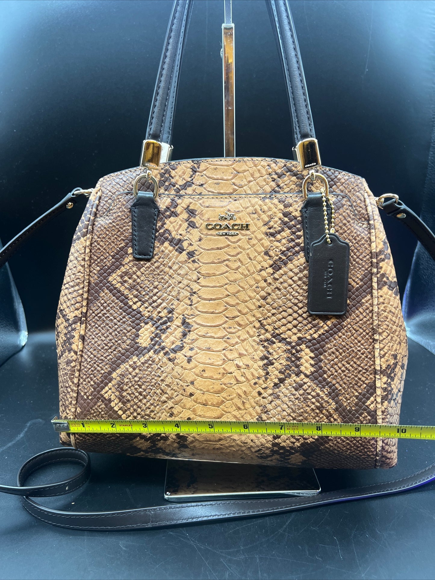 AUTHENTIC COACH MULTI COLOR PYTHON EMBOSSED LEATHER MINETTA SATCHEL