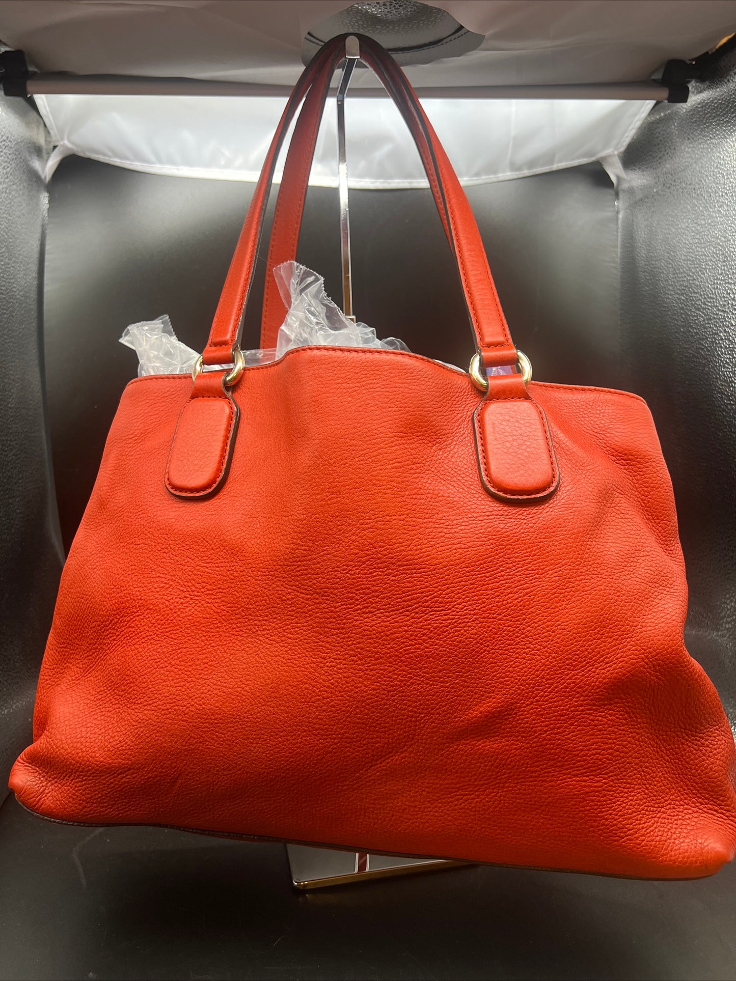 Gucci Soho Tote Shoulder Bag Calf-Skin Leather Red