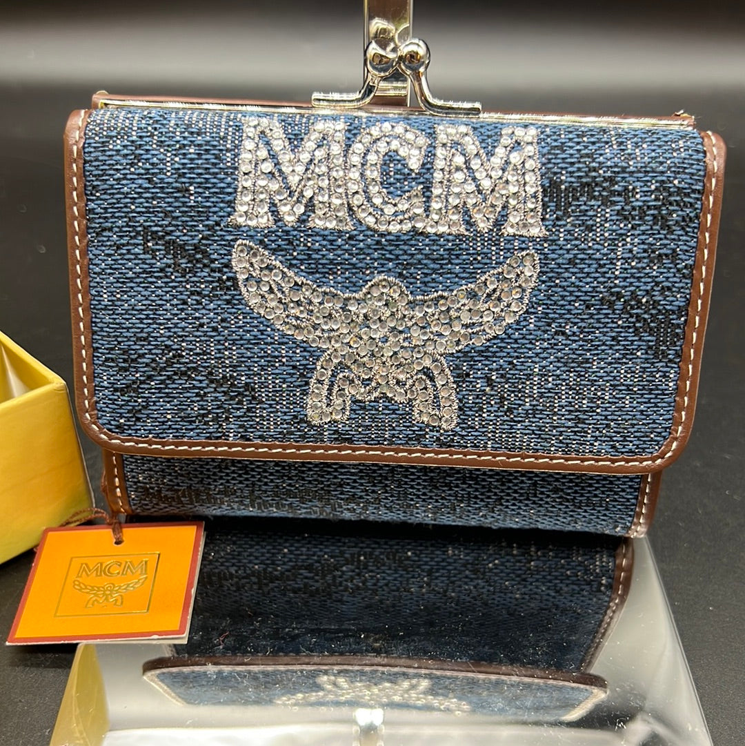 Mcm demin and crystal wallet