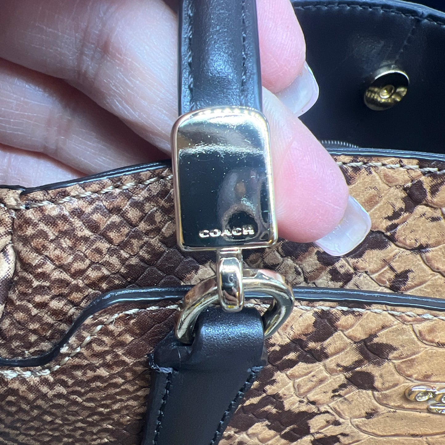 AUTHENTIC COACH MULTI COLOR PYTHON EMBOSSED LEATHER MINETTA SATCHEL